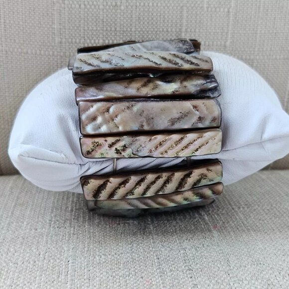 Fashion Bracelet Brown Faux Stone Stretched Wide Wrist Band Fashion Jewelry - Picture 10 of 10